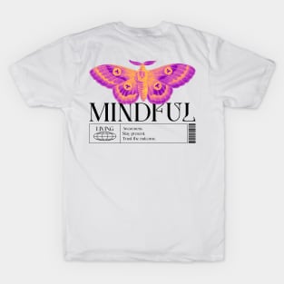 Retro Mindful Living Mental Health Reminder T-Shirt